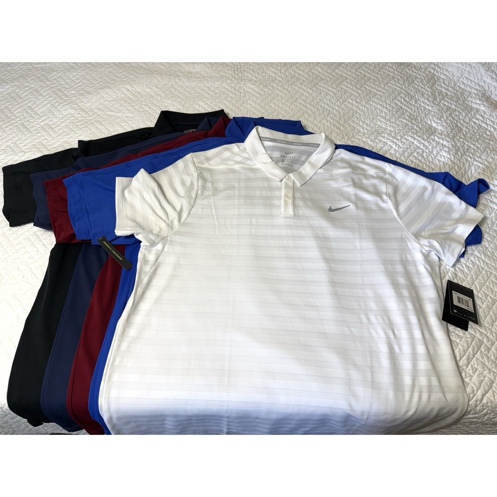 Lot Of 6 Nike Golf Polo Shirts Mens XXL Dri Fit Fit Dry White Is NWT EUC